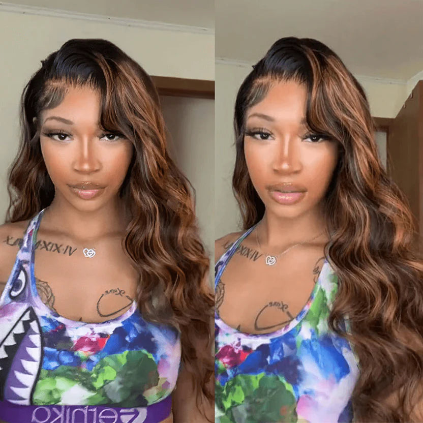Balayage Highlight Body Wave Wig | Transparent Lace Front 13x4 or 6x5 | Glueless - Mavi