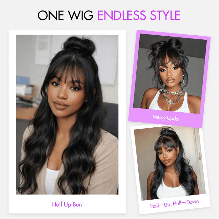 Fringe Bangs Hair Wig | 6x5 Lace | Glueless | 180% Density - Mavi