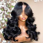 6x5 Wig with Curtain Bangs Framing the Face and Soft Waves | Mavi