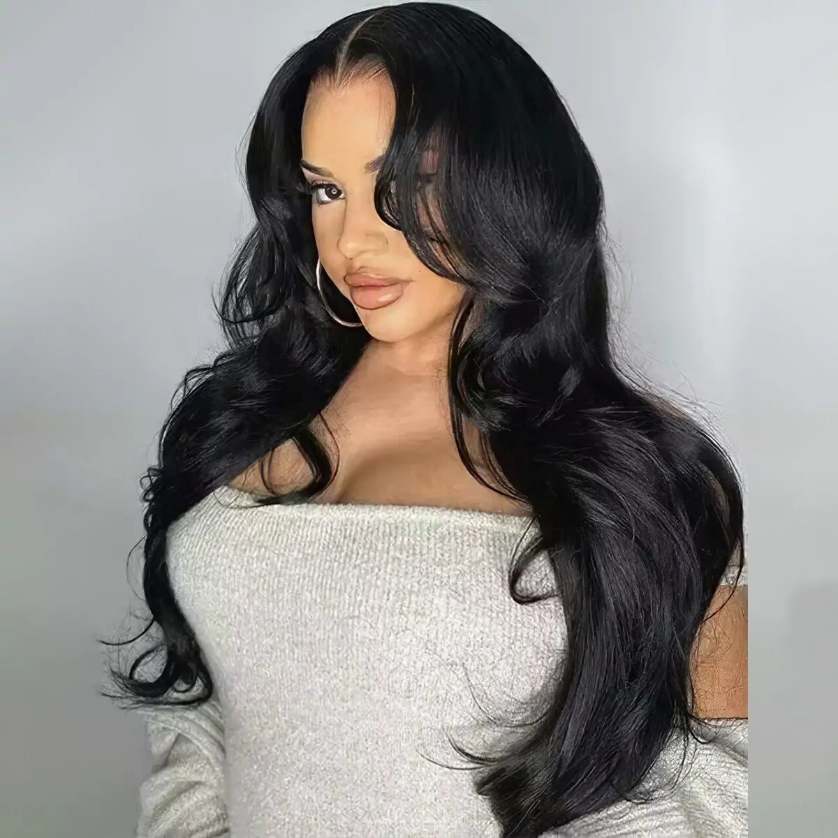 6x5 Wig with Curtain Bangs Framing the Face and Soft Waves | Mavi