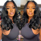 6x5 Wig with Curtain Bangs Framing the Face and Soft Waves | Mavi
