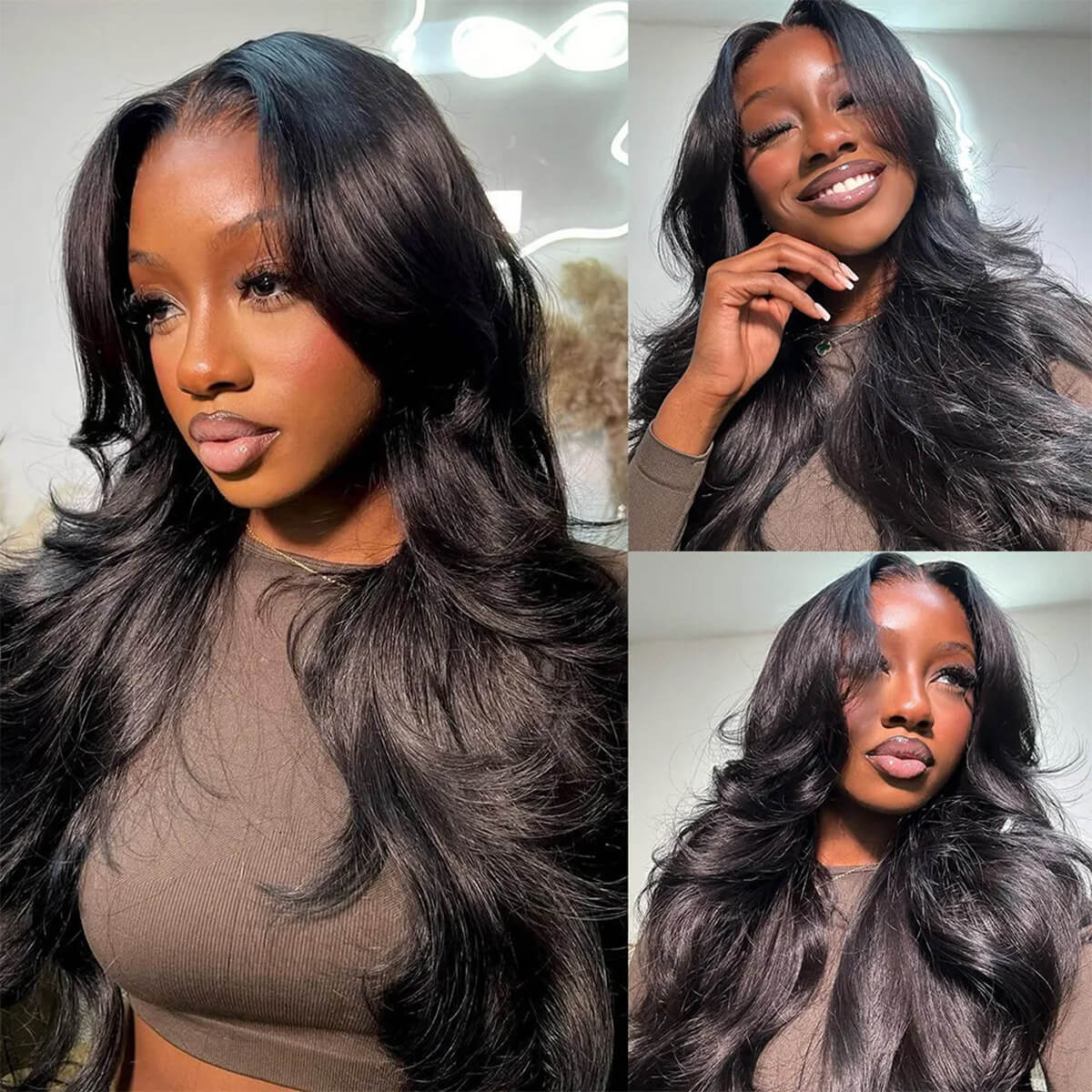 6x5 Wig with Curtain Bangs Framing the Face and Soft Waves | Mavi