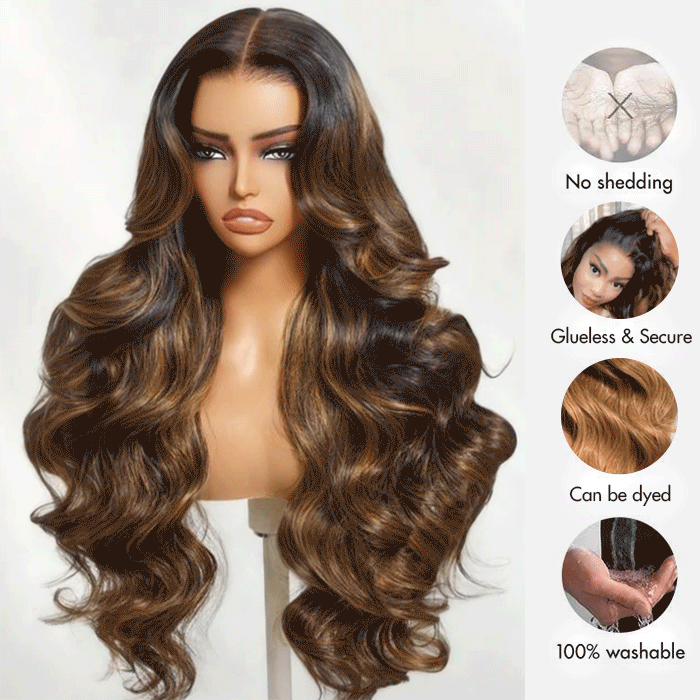 Balayage Highlight Body Wave Wig | Transparent Lace Front 13x4 or 6x5 | Glueless - Mavi