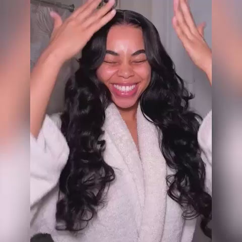 6x5 Wig with Curtain Bangs Framing the Face and Soft Waves | Mavi