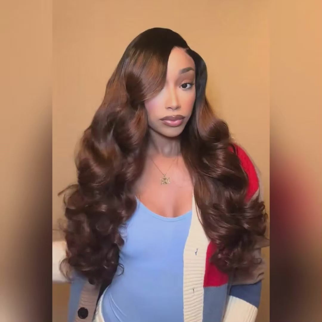 Mocha Brown Ombre Loose Wave Hair Wig | 6x5 Lace | Glueless | 250% Density | Mavi