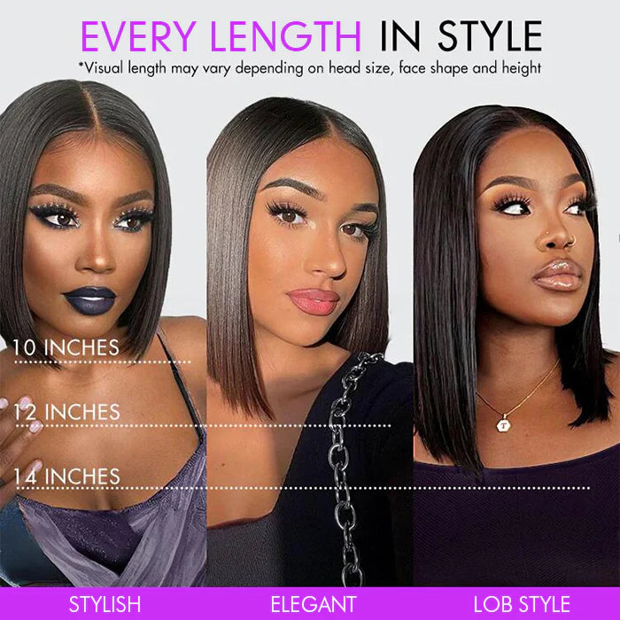 Straight Bob Wig – Brazilian Hair, Glueless, 6×5 HD Lace, 180% Density | Mavi