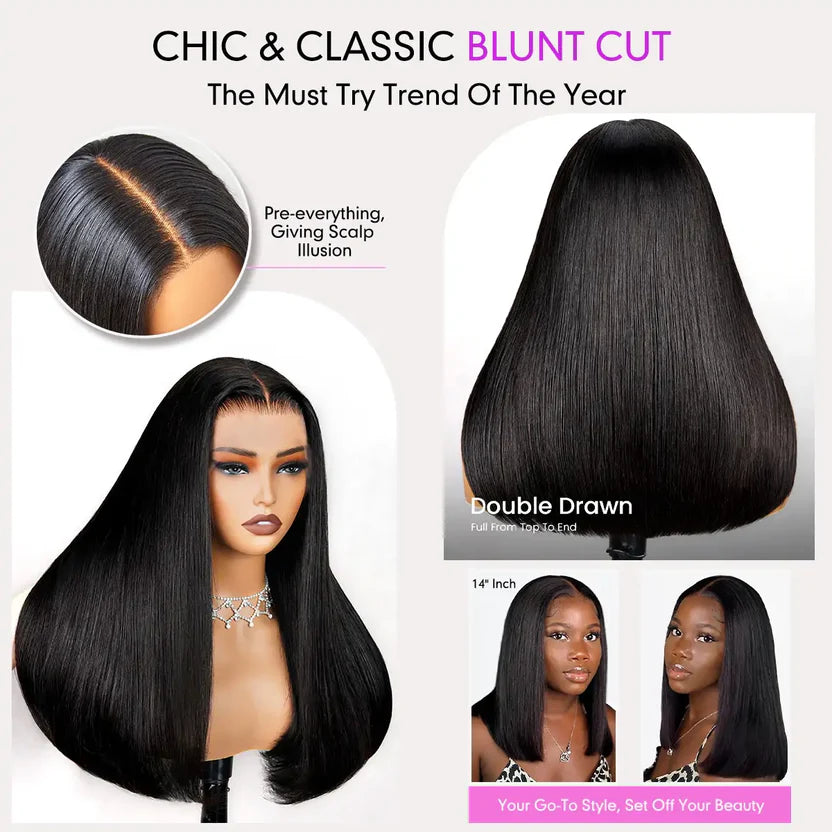 Shoulder-Length Straight Wig | Double Drawn | Glueless | 6×5 Pre-Cut Lace | Mavi